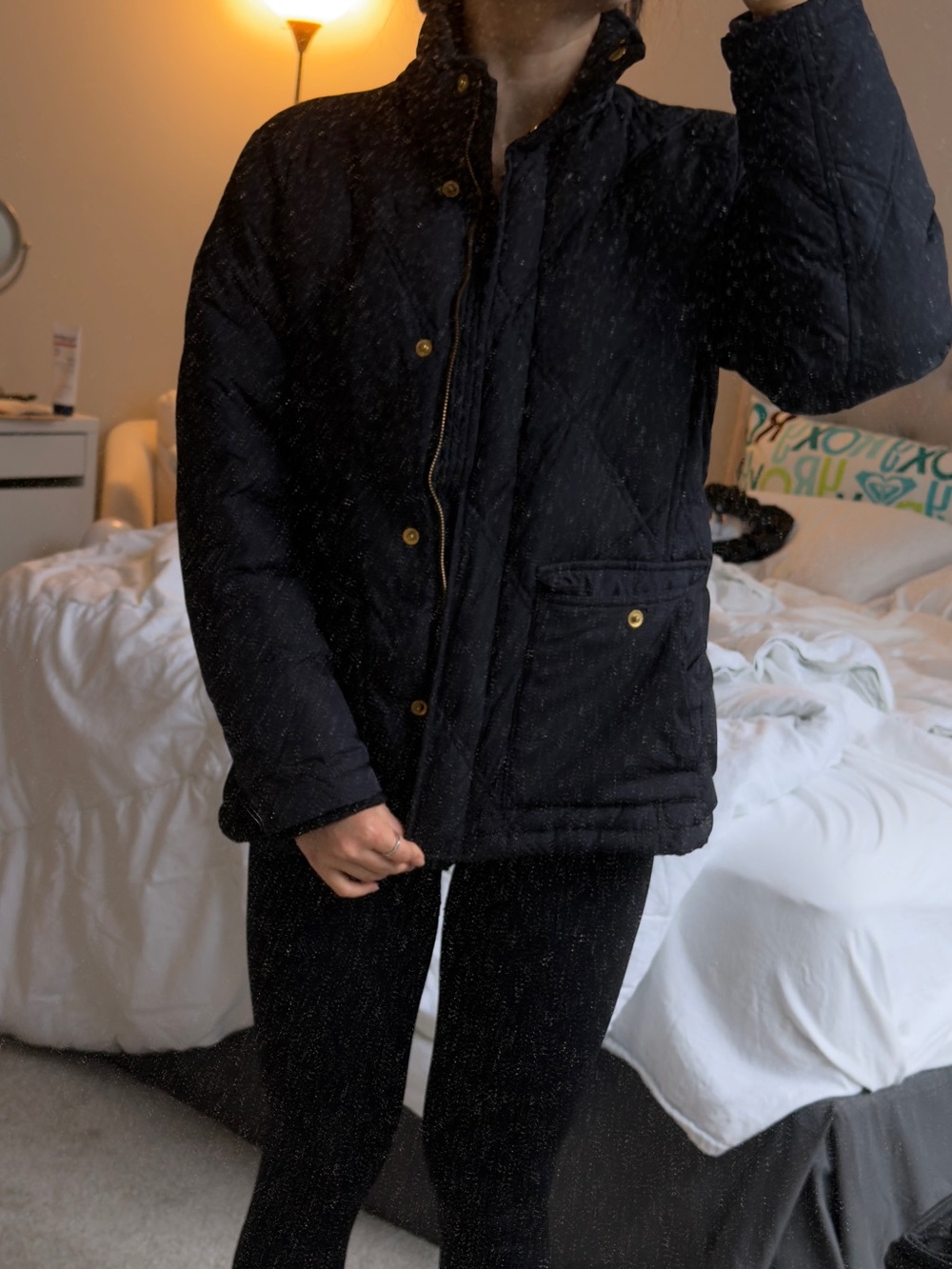 Lands' End Black Quilted Puffer Jacket - Picture 4 of 4